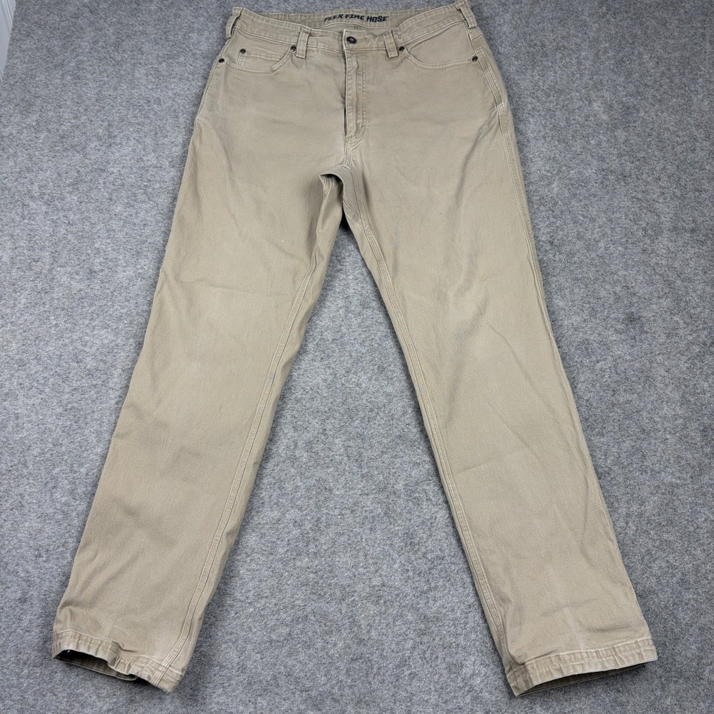 Duluth Trading Co Flex Fire Hose Pants Mens 36x34 Tan Relaxed Fit Workwear - Picture 2 of 11
